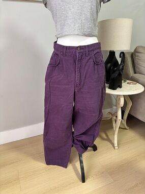 Purple High-Waist Wide Leg Corduroy Pants